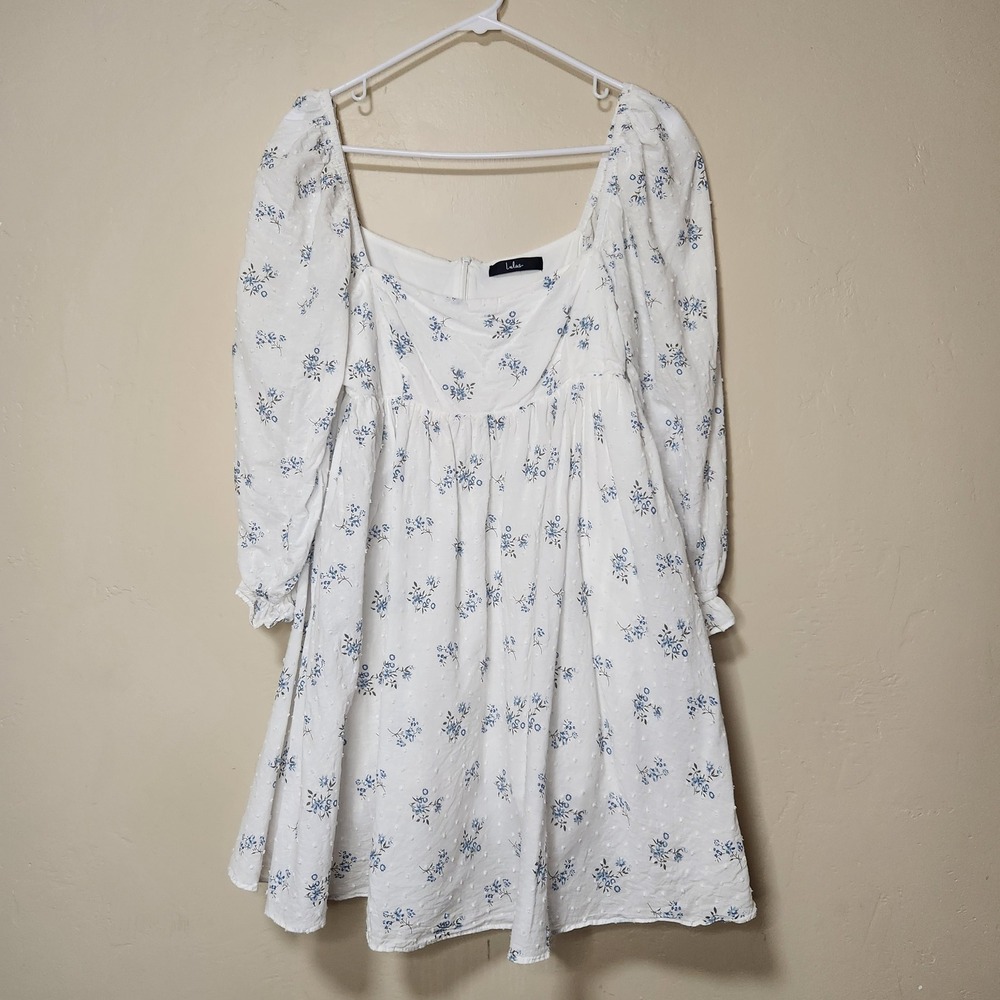 Lulus Puff Sleeve White Floral Mini Dress Womens Size XS/S